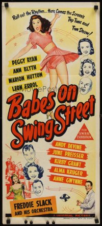 6y469 BABES ON SWING STREET Aust daybill '44 Peggy Ryan, Ann Blyth, Marion Hutton, Leon Errol!