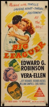 6y484 BIG LEAGUER Aust daybill '53 Edward G. Robinson, Vera-Ellen, Robert Aldrich, baseball!