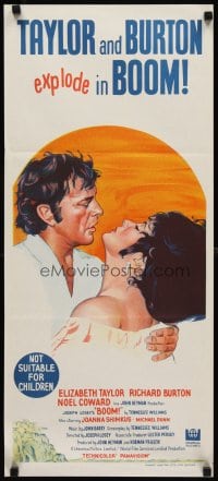 6y493 BOOM Aust daybill '68 Elizabeth Taylor & Richard Burton, Tennessee Williams drama!
