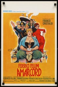 6y665 AMARCORD Belgian '74 Federico Fellini classic comedy, great wacky artwork!