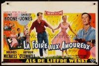 6y670 APRIL LOVE Belgian '57 full-length romantic art of Pat Boone & sexy Shirley Jones!