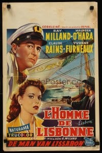 6y741 LISBON Belgian '56 Ray Milland & Maureen O'Hara in the city of intrigue & murder!