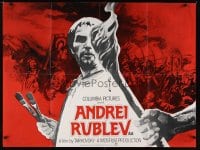 6y176 ANDREI RUBLEV British quad '73 Tarkovsky, cool image of Anatoli Solonitsyn in title role!