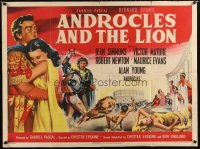 6y177 ANDROCLES & THE LION British quad '52 artwork of Victor Mature holding Jean Simmons!