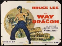 6y201 RETURN OF THE DRAGON British quad '74 Bruce Lee classic, great image of Lee performing kick!