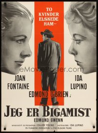6y567 BIGAMIST Danish '55 Edmond O'Brien is wanted by Joan Fontaine & Ida Lupino!