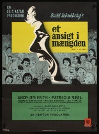 6y592 FACE IN THE CROWD Danish '58 Stilling art of Andy Griffith, directed by Elia Kazan!
