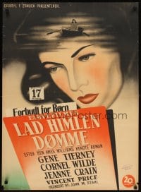 6y607 LEAVE HER TO HEAVEN Danish '48 sexiest Gene Tierney, Cornel Wilde, Jeanne Crain!