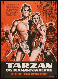 6y641 TARZAN'S SAVAGE FURY Danish '52 art of Lex Barker & Dorothy Hart, Edgar Rice Burroughs