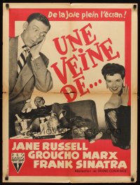 6y220 DOUBLE DYNAMITE French 23x32 '51 Frank Sinatra, Groucho Marx & sexy Jane Russell!