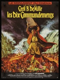6y251 TEN COMMANDMENTS French 15x21 R70s Cecil B. DeMille classic starring Charlton Heston!