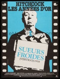 6y255 VERTIGO French 15x21 R83 great image of Alfred Hitchcock holding clapboard!