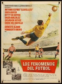 6y032 LOS FENOMENOS DEL FUTBOL Mexican poster '64 Antonio Espino Clavillazo, soccer football art!