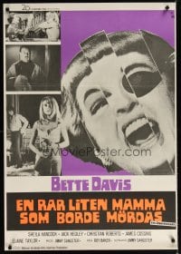 6y074 ANNIVERSARY Swedish '69 Bette Davis with funky eyepatch in another portrait in evil!
