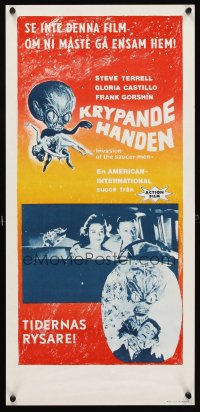 6y088 INVASION OF THE SAUCER MEN Swedish stolpe '61 art of cabbage head alien & sexy girl!
