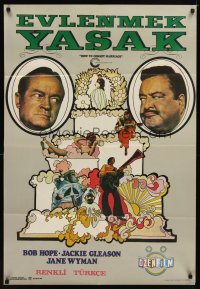 6y101 HOW TO COMMIT MARRIAGE Turkish '69 Bob Hope & Jackie Gleason glaring at each other!