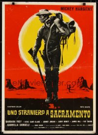 6y429 STRANGER IN SACRAMENTO set of 2 Italian photobustas '65 Mickey Hargitay spaghetti western!
