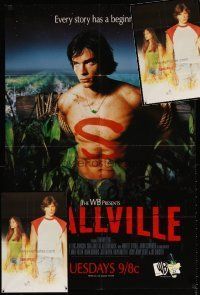 7a051 LOT OF 3 FOLDED SMALLVILLE TV POSTERS '00s great images from the super hero TV show!