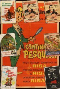 7a067 LOT OF 8 FOLDED ARGENTINEAN POSTERS '40s-60s Cantinflas, Disney, Bardot & more!