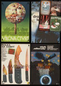 7a260 LOT OF 8 UNFOLDED AND FORMERLY FOLDED CZECH POSTERS WITH FOOD & DRINK IMAGES '80s cool art!