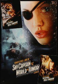 7a281 LOT OF 3 UNFOLDED DOUBLE-SIDED TEASER ONE-SHEETS FROM SKY CAPTAIN & THE WORLD OF TOMORROW '04