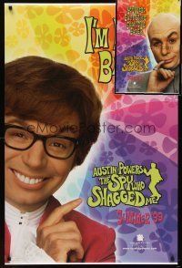 7a283 LOT OF 2 UNFOLDED DOUBLE-SIDED TEASER ONE-SHEETS FROM AUSTIN POWERS: THE SPY WHO SHAGGED ME'99