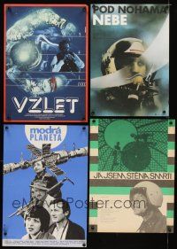 7a261 LOT OF 4 UNFOLDED CZECH POSTERS WITH SPACE/SCI-FI IMAGES '80s cool art!