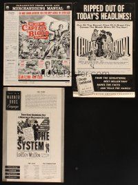 7a245 LOT OF 3 UNCUT PRESSBOOKS '60s Son of Captain Blood, Chicago Confidential, The System!