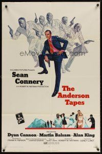 7b024 ANDERSON TAPES 1sh '71 art of Sean Connery & gang of masked robbers, Sidney Lumet