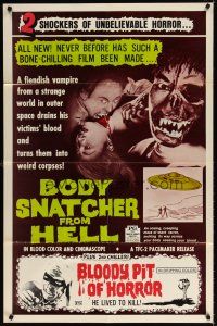 7b067 BODY SNATCHER FROM HELL/BLOODY PIT OF HORROR 1sh '70s wild foreign horror double-bill!