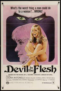 7b145 DEVIL IN THE FLESH 1sh '69 art of sexy Laura Antonelli, Regis Vallee!