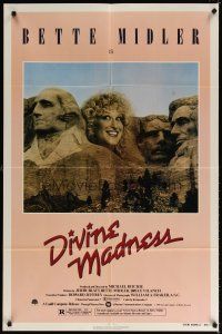 7b156 DIVINE MADNESS 1sh '80 wacky image of Bette Midler as part of Mt. Rushmore!