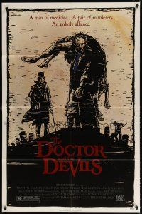 7b157 DOCTOR & THE DEVILS 1sh '85 an unholy alliance, cool graverobber artwork!
