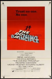 7b159 DOMINO PRINCIPLE style B 1sh '77 cool art of Gene Hackman & Candice Bergen fleeing!