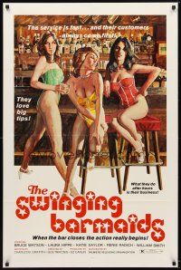 7b179 EAGER BEAVERS 1sh '75 sexy art of The Swinging Barmaids by John Solie, customers come first!