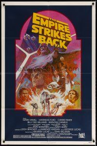 7b184 EMPIRE STRIKES BACK 1sh R82 George Lucas sci-fi classic, cool artwork by Tom Jung!