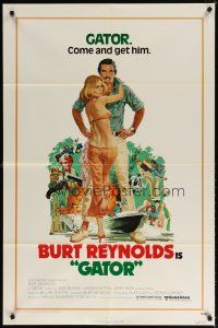7b257 GATOR 1sh '76 art of Burt Reynolds & Lauren Hutton by McGinnis, White Lightning sequel!