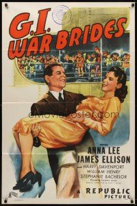 7b250 G.I. WAR BRIDES 1sh '46 art of James Ellison holding pretty Anna Lee by ship!
