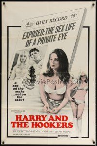 7b294 HARRY & THE HOOKERS 1sh '75 exposed, the sex life of a private eye, sexy art!