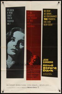 7b325 HOME BEFORE DARK 1sh '58 pretty untouched Jean Simmons is a wife on the rim of insanity!
