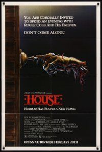7b348 HOUSE advance 1sh '86 great artwork of severed hand ringing doorbell, don't come alone!