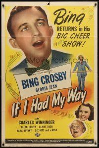 7b368 IF I HAD MY WAY 1sh R46 colorful art of Bing Crosby, Gloria Jean & cast!