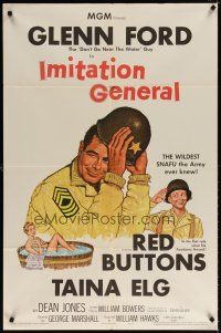 7b370 IMITATION GENERAL 1sh '58 art of soldiers Glenn Ford & Red Buttons + sexy Taina Elg!