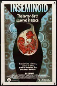 7b381 INSEMINOID 1sh '82 really wild sci-fi horror-birth space spawn art!