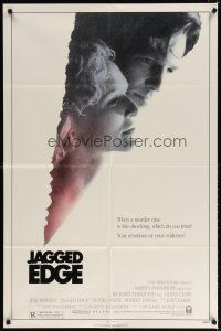 7b402 JAGGED EDGE 1sh '85 great close up image of Glenn Close & Jeff Bridges!