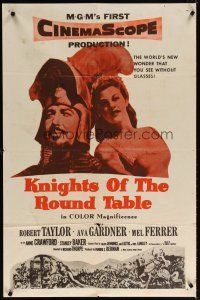 7b439 KNIGHTS OF THE ROUND TABLE 1sh R60s Robert Taylor as Lancelot, sexy Ava Gardner as Guinevere!