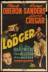 7b488 LODGER 1sh '43 Laird Cregar as Jack the Ripper, sexy Merle Oberon, George Sanders!