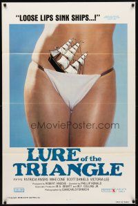 7b513 LURE OF THE TRIANGLE 1sh '78 Phillip Ronald, wild image of ship sinking in bikini!