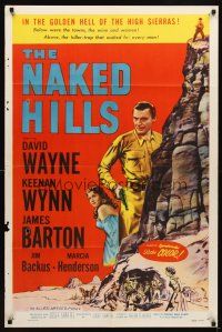 7b603 NAKED HILLS 1sh '56 David Wayne in the golden Hell of the High Sierras!