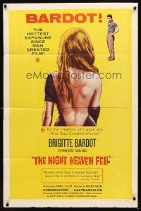 7b618 NIGHT HEAVEN FELL 1sh '58 Bardot makes And God Created Woman seem like a nursery tale!